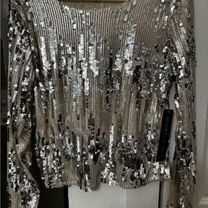 Madden Girl Sparkling Silver Sequin Blouse